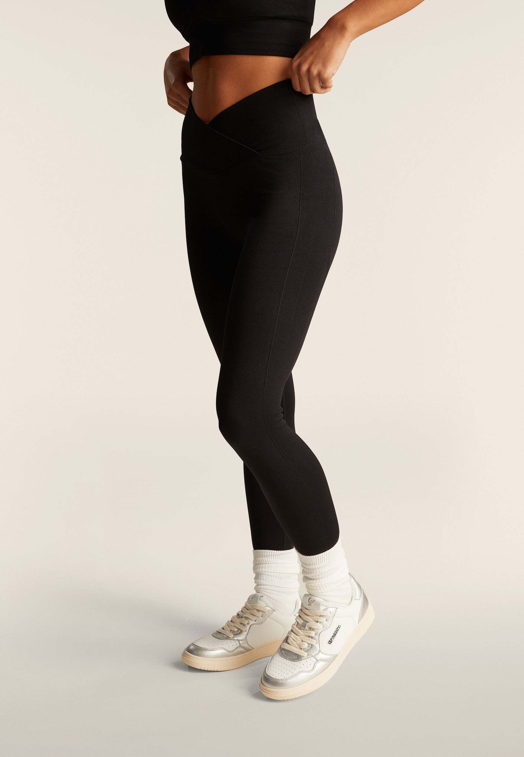Jeggings FREDDY "Leggings SF5SHS2511", Damen, Gr. XS, EURO, schwarz, Obermaterial: 94% Polyamid PA. 6% Elasthan EL., Hosen Jeggings schwarz XS, EURO