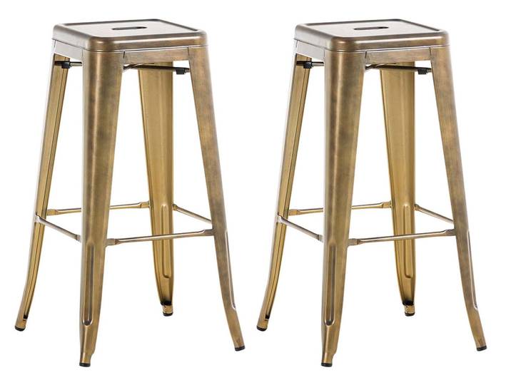 TPFLiving 2er Set Barhocker Joy Metall - Gold