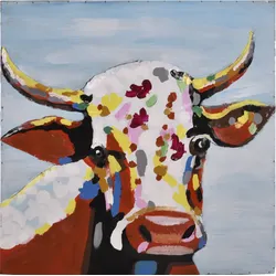 3D Metallbild Kuh 80 x 80 cm, Stahlblech