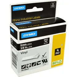 Dymo Label Band IND 1805437 weiß auf schwarz  9mm x 5,5m  Vinyl