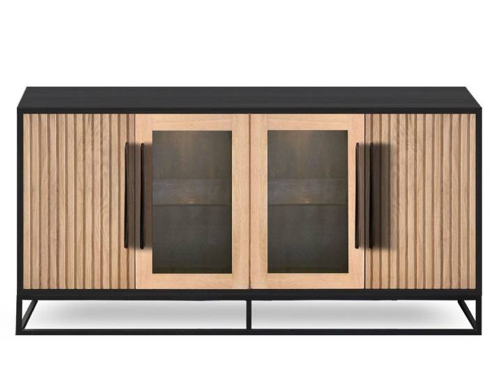WOLF MÖBEL Sideboard (175 x 40 x 85), NAMIBIA Kommode mit 2 Glas-/ 2 Holztüren