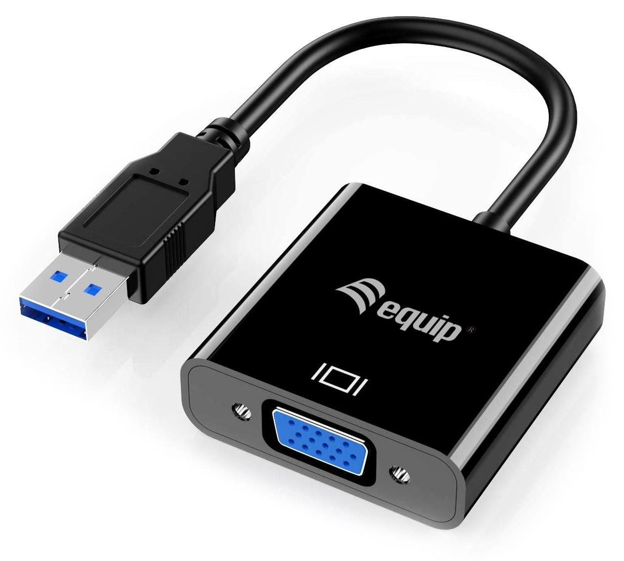 Equip 133384 USB 3.0 naar VGA HD15 Adapter met 1920x1080/60Hz Resolutie, Kabel lengte: 0,15 meter