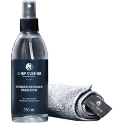 CHEF CUISINE Reinigungsset für Messer, Inhalt: Emulsion, Microfaser Tuch, 100% biologisch abbaubar, Ready to use, Reinigt, Schont und Pflegt