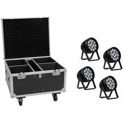 EUROLITE Set 4x AKKU IP PAR 14 HCL QuickDMX + Flightcase