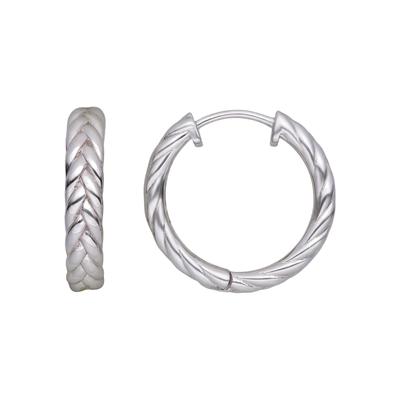 Paar Creolen JOBO "Ohrringe Zopf geflochten 20 mm", silber (silber 925), Ohrringe, Damen, 20mm, Silber 925 (Sterlingsilber), 925 Silber rhodiniert oder vergoldet
