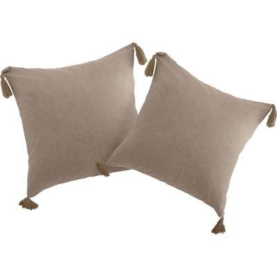 Dekokissen "Jada", beige (beige, unifarben), B:50cm L:50cm, Baumwolle, LEGER HOME BY LENA GERCKE, Dekokissen_Sitzkissen_Kissenhüllen, Kissenhülle ohne Füllung,Reißverschluß, 2er Set, modern, 50x50, Quaste