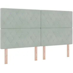 vidaXL, Boxspringbett, Boxspringbett Mit Matratze & Led Samt Hellgrau (180 x 200 cm)