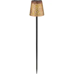LED Solar Steckleuchte Garten Solarlampe für Außen Solar Stecklampe Metall, mit Erdspieß IP44 Akku, Lichteffekt, schwarz gold, LED 3000K, DxH 12x70cm