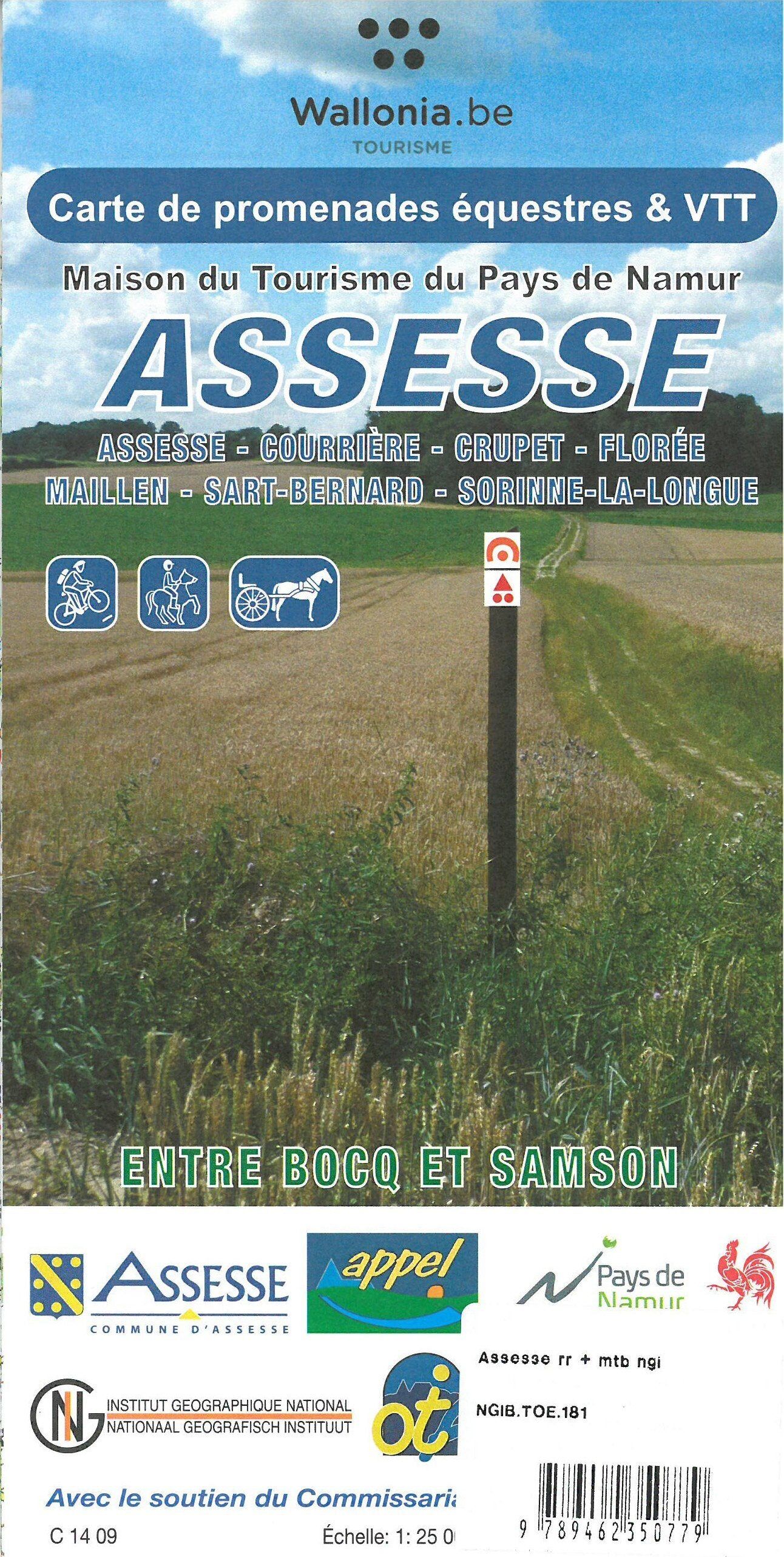 IGN Belgique Carte de promenades pédestre, VTT et équestre - Assesse (Belgique)   NGI