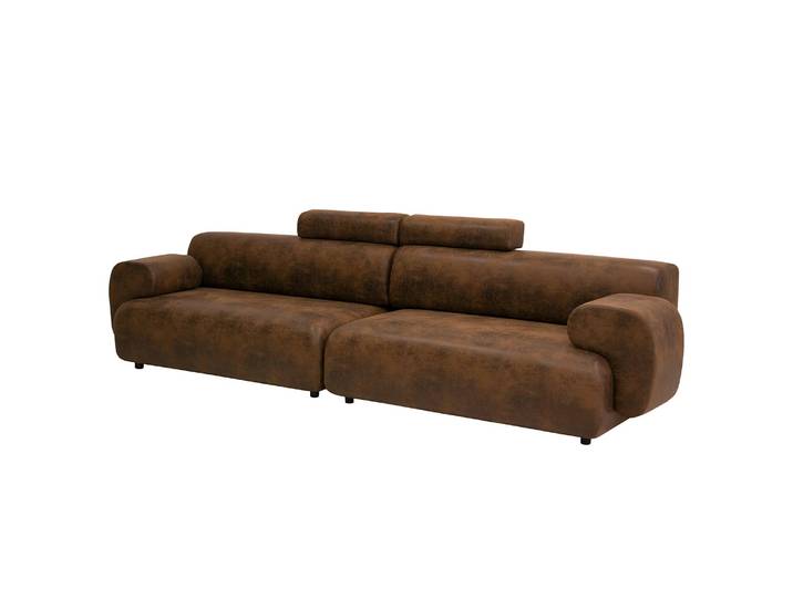 home24 XXL-bank Imbert bruin microvezel Goda 354 x 74 x 106cm modern