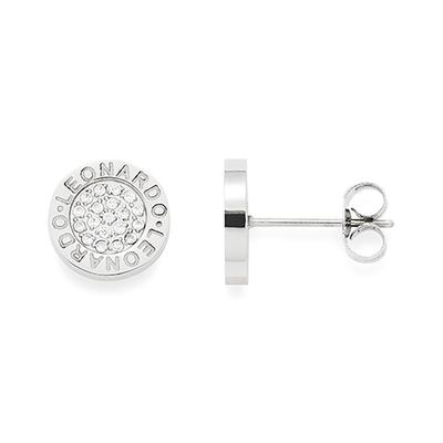 Paar Ohrstecker LEONARDO "Matrix Lusso", silber (edelstahlfarben, transparent), Ohrringe, Damen, 10mm, Edelstahl, mit Glassteinen