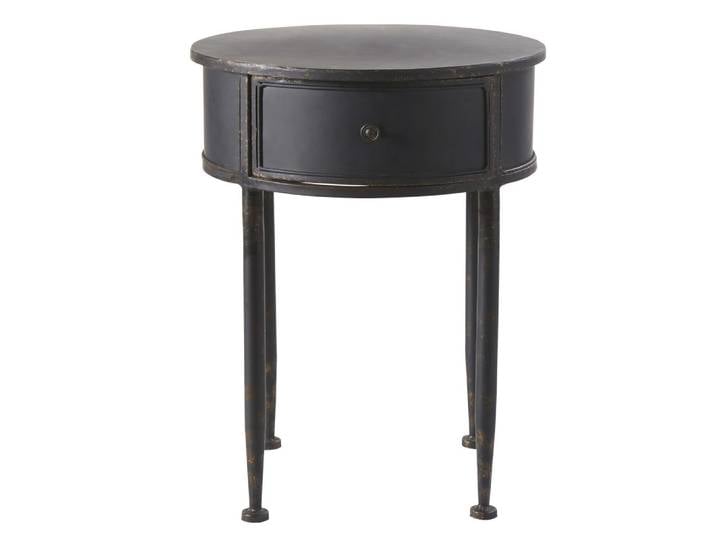 Schwarzer Nachttisch aus Schmiedeeisen, 42 cm lang