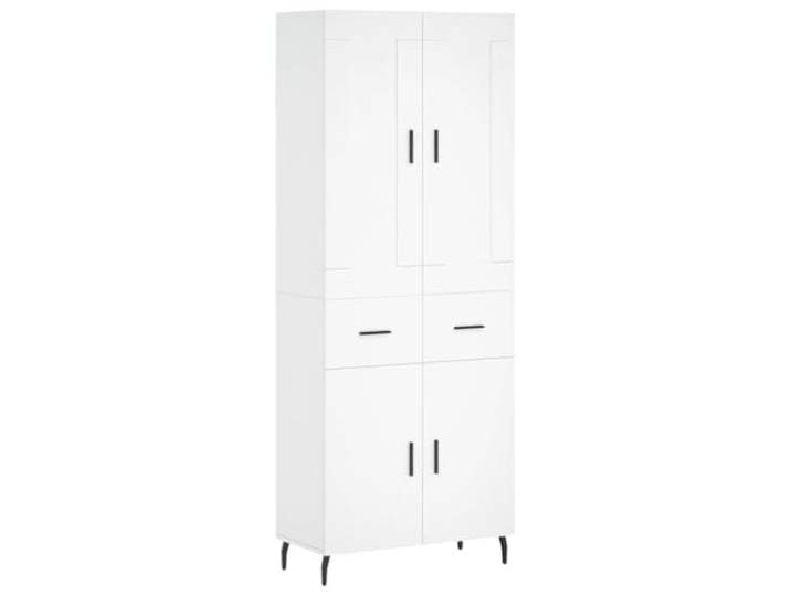 Roanoer Highboard Weiß 69,5x34x180 cm Holzwerkstoff Schrank mit Türen Vielseitiger Wohnzimmerschrank mit stabilen Metallfüßen, geschlossenen Türen und 2-teiligem Aufbau für optimale Ordnung.