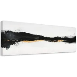 LEINWANDBILD Abstrakt Minimalismus Gold Schwarz 120x40cm