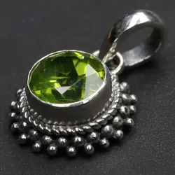 Drachensilber Peridot Silber Anhänger Edelstein 925 Silber - Silber;Grün