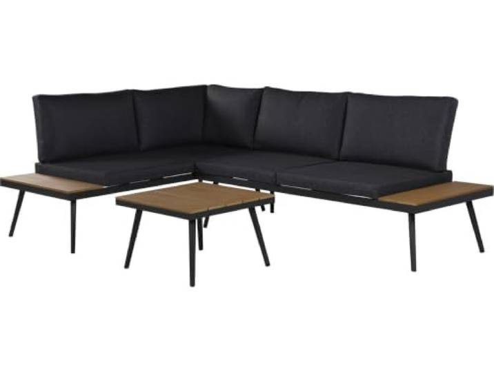 Gartenmöbel Ecksofa mit Holzimitatdekor Mira - 4 Sitzplätze - Grau