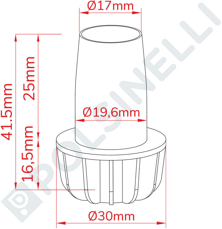 Polsinelli Bouchon champignon lisse avec tête grillée blanc (100 pcs)
