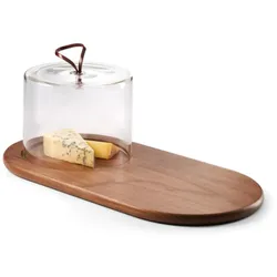 Walnut Käsebrett mit Glasglocke