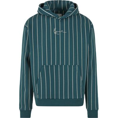 Kapuzensweatshirt KARL KANI "Karl Kani Small Signature Essential Pinstripe Hoodie", Herren, Gr. M, dunkelgrün, vanilla, 100% Baumwolle, Rundhals, Sweatshirts