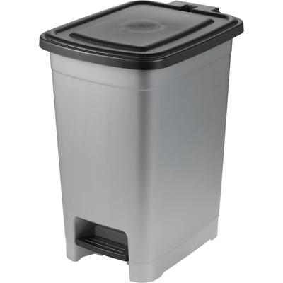 Mülleimer KEEEPER "olaf", silber (light silber), B:36,5cm H:44cm T:27cm, Kunststoff, Mülleimer, Mülleimer, leicht zu reinigen, komfortables Öffnen und Schließen mit Tretpedal