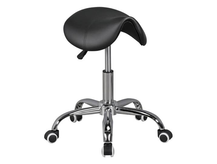 Tabouret de travail réglable en hauteur en similicuir, noir