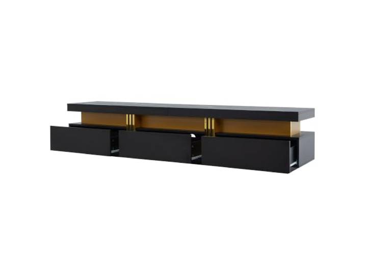 TV-Schrank Schwarz 200x40x42 cm Marmor-Optik mit 3 Schubladen Spanplatte mit Marmor-Furnier, 3 Schubladen, Kabelauslass, Tragkraft 30 kg, Montage erFor Forderlich
