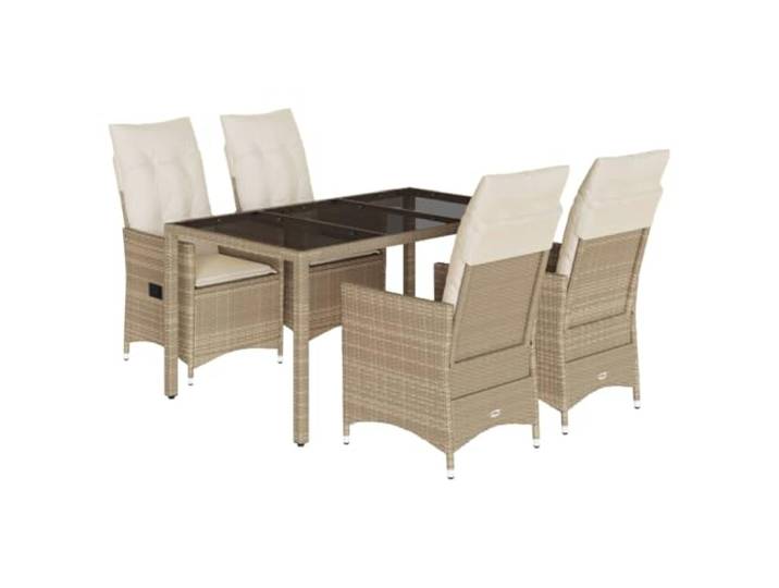 PUGYNBK Esszimmer-Set für den Außenbereich, 5-teilig, synthetisches Rattan, Beige