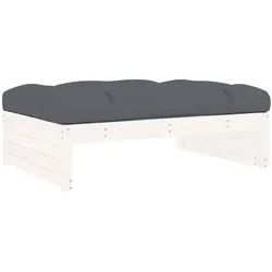 vidaXL Gartenhocker Weiß 120x80 cm Massivholz Kiefer