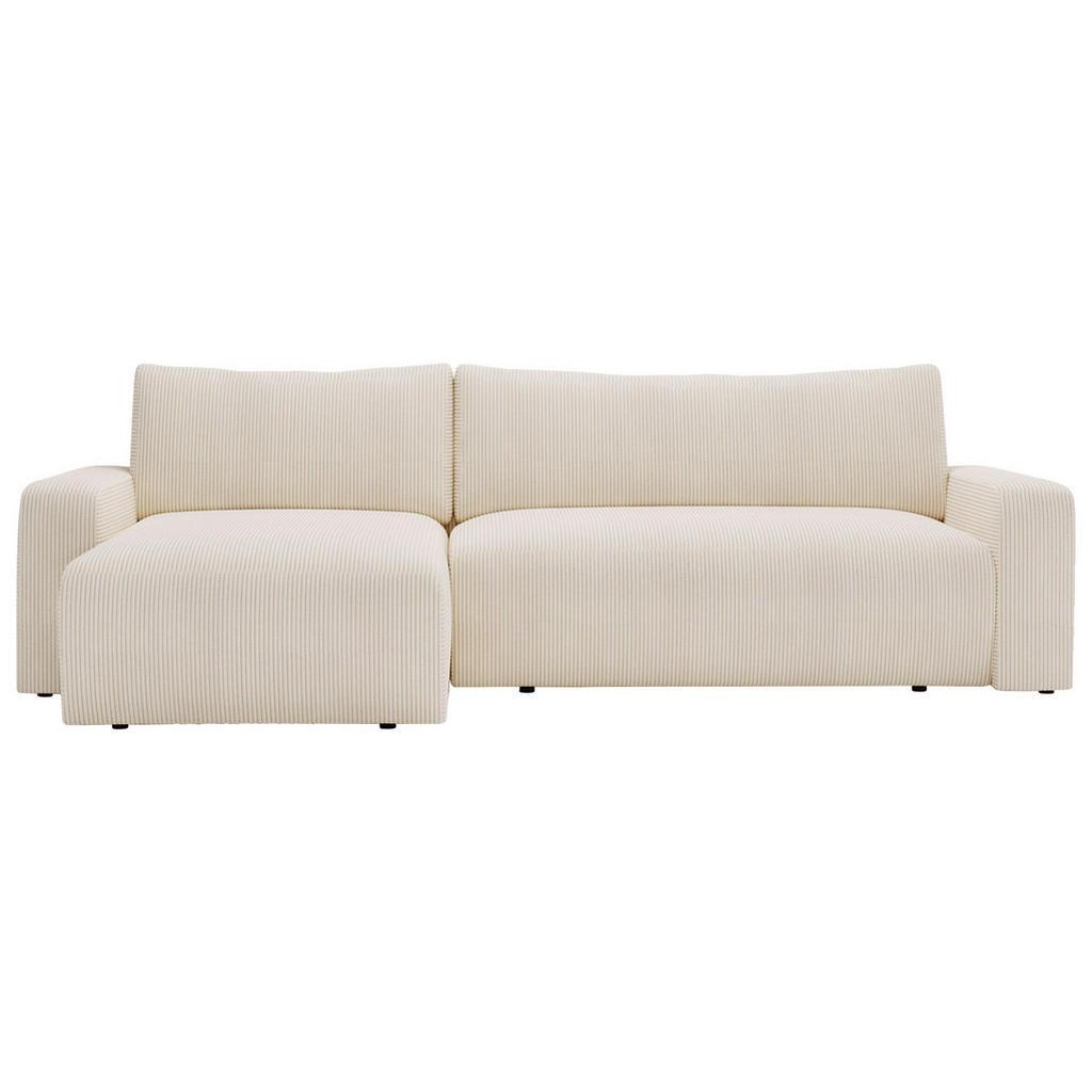 Carryhome Ecksofa , Creme , Kunststoff , Füllung: Schaumstoff , Ottomane links, L-Form, einmalig seitenverkehrt montierbar , 245x150 cm , Liegefunktion, Schlafen auf Sitzhöhe, Rücken echt, haustierfreundlicher Bezug , Wohnzimmer, Sofas & Couches, Wohnlandschaften, Ecksofas