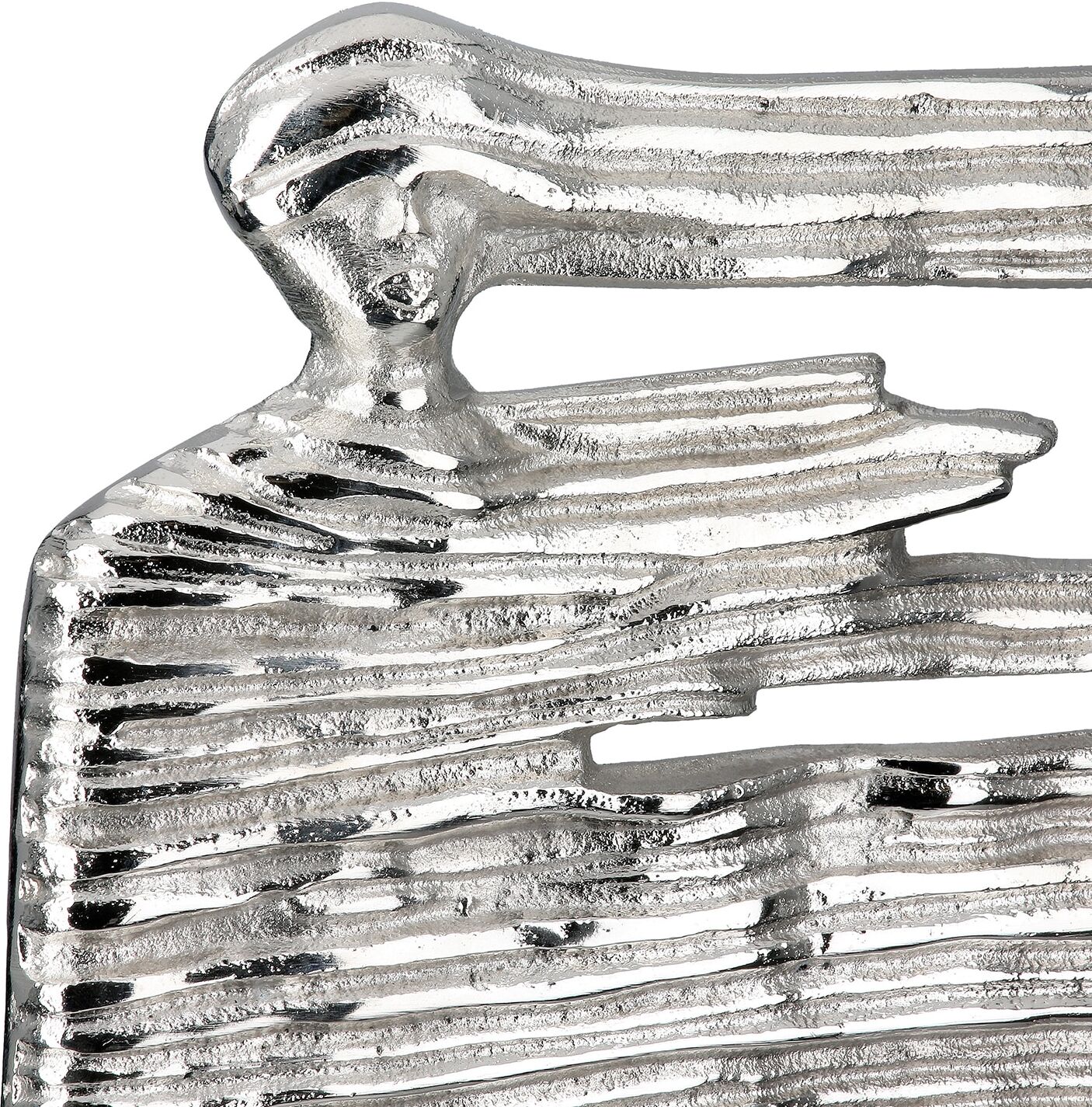Dekofigur GILDE "Skulptur Verwehung silberfarben H. 38 cm", silber (silberfarben), B:36cm H:38cm T:10,5cm, Aluminium, Dekofiguren, Dekofigur silberfarben B/H/T: 36cm x 38cm x 10,5cm