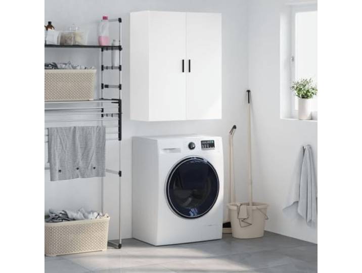 RJPLMFV Wandschrank, Weiß, 69,5 x 34 x 90 cm Holzwerkstoff, Regale mit Türen, Wandaufbewahrung, feuchtigkeitsbeständig