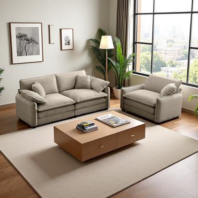 ZWYO HOSIMU Corduroy Modern Sofa Set with Memory Foam Cushions (3-Seater)