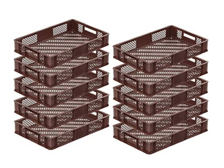 DIE BOX FABRIK Bäckerkiste 600x400x100 mm, Eurobehälter, Stapelkiste, Brotkiste, Stapelbox, Stapelbehälter, offene Aufbewahrungskisten für Transport, Trocknung und Lagerung, Euroboxen