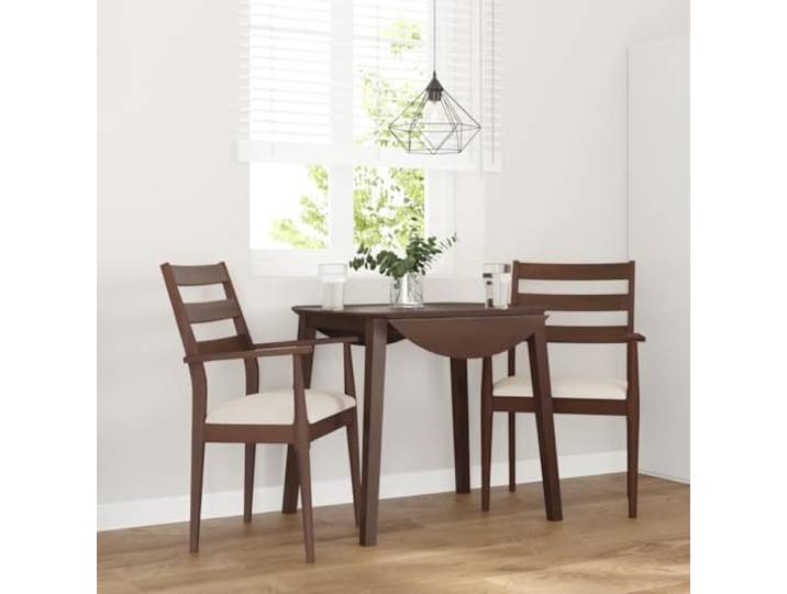 KTHLBRH Esszimmerstühle mit Kissen 2 STK. Braun Massivholz Gummibaum Ergonomische Rückenlehne, langlebiges Gummibaumholz, vielseitig nutzbar, komfortable Polster