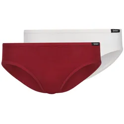SKINY Mädchen Slip, 2er Pack - Rio-Slip, Bikini Briefs, Unterhose, Cotton Stretch Rot/Weiß / 152