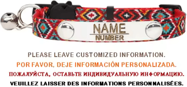 Inspire Curations Personalized Bell Cat Collar Adjustable Breakaway Buckle Small Dog Collar Pet Supplies Nameplate Kitten Collar Accessory red