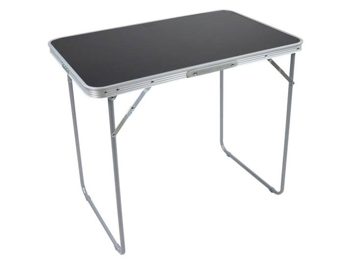 Gardenson Campingtisch, Schwarz, Metall, Kunststoff, Holzwerkstoff, rechteckig, 53x70x80 cm, Freizeit & Co, Campingausrüstung, Campingzubehör