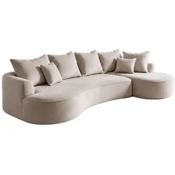 Sofa Tirano mit Ottomane & Dekokissen - Beige
