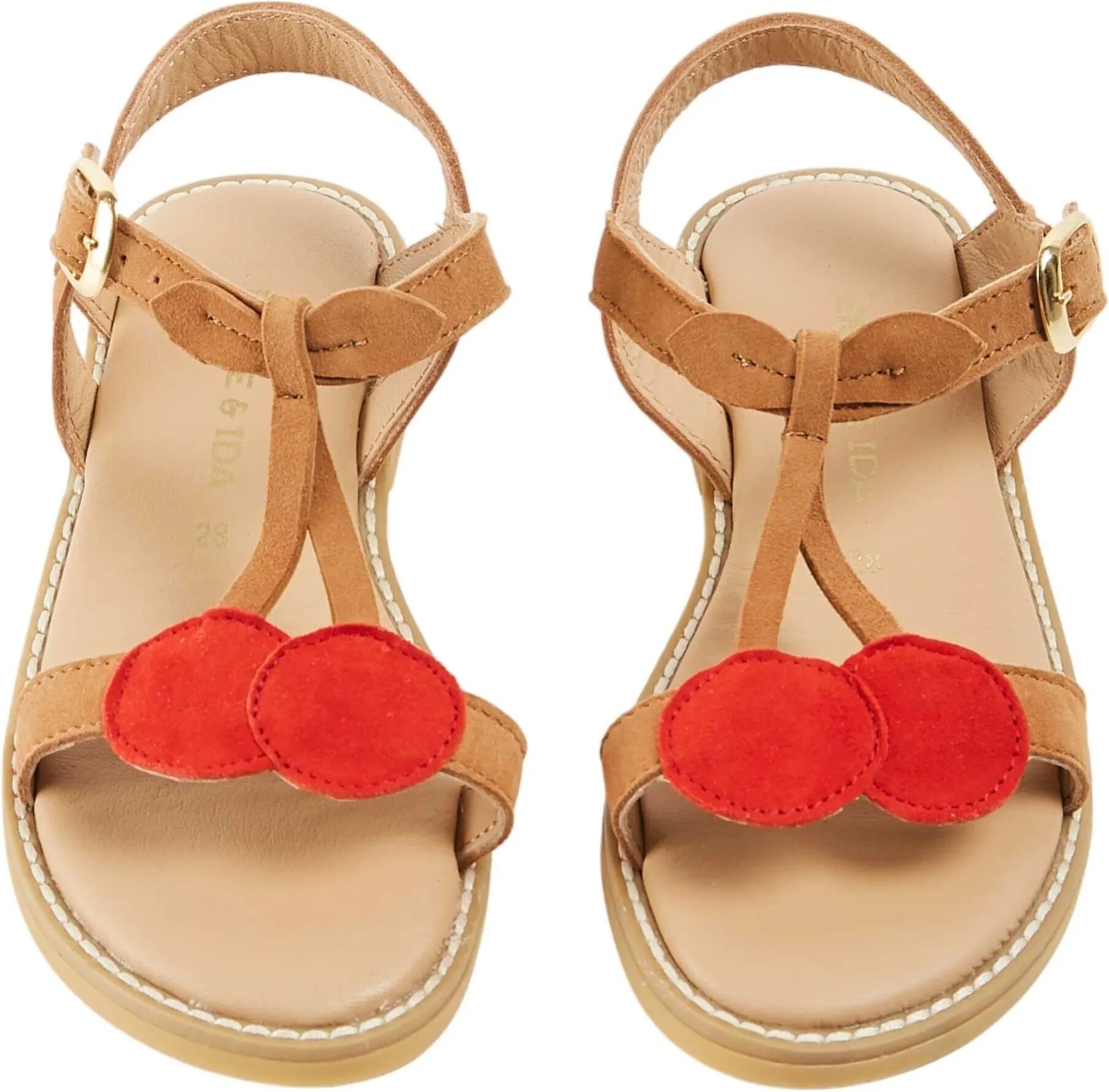Emile et Ida Sandales Cerises Cuir Rouge 26