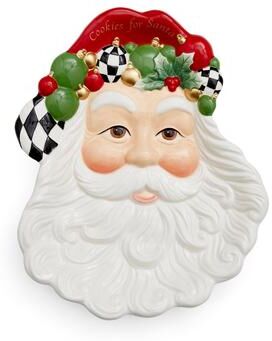 "Spode Christmas Tree Black and White Cookies For Santa Plate - 12"" L"