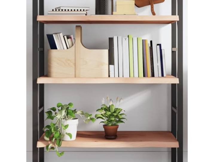 KTHLBRH Wandregal aus massiver Eiche, unbehandelt, 100 x 60 x (2-4) cm mit lebenden Kanten, rustikal, Wandregal für Badezimmer, Küche, Wohnzimmer, Naturholz