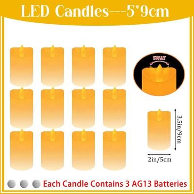 Uplifted Finds 10 To 60 Pcs LED Flameless Candles Flickering Decorative Tea Lights Set For Weddings Festivals And Party Tables 3.5in 9cm 50 Pcs