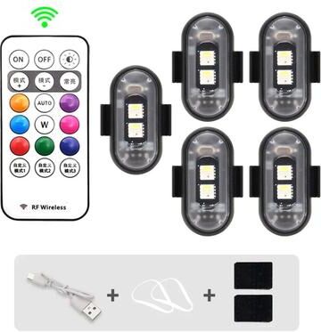Inspired Living RGB LED Strobe Warning Lights Wireless 8 Color Safety Lights For Car & Motorcycle 5pcs