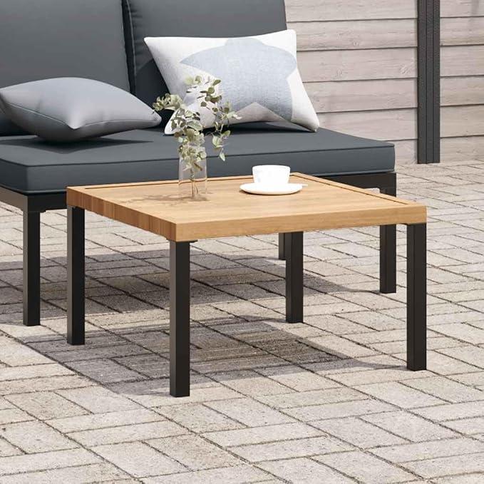 Garten Couchtisch schwarz 65x65x40 cm aus pulverbeschichtetem Aluminium, gartentisch terrassentisch balkontisch beistelltisch für Outdoor terrasse Balkon Garten Patio Veranda