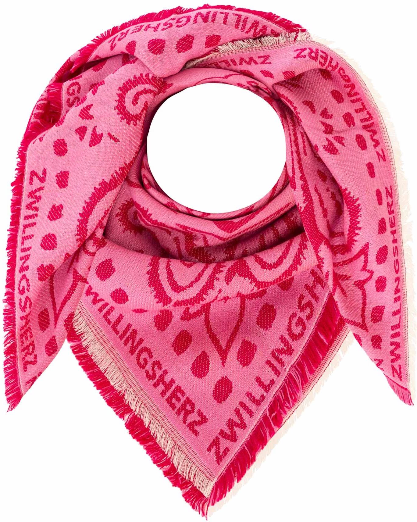 Modetuch ZWILLINGSHERZ "Trendy Paisley", Damen, pink, Materialmix, Modetücher Modetuch, Paisley Muster, Fransenabschlüsse rundum, Wollanteil