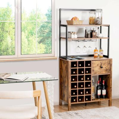 Lirago Kitchen Bakers Rack Freestanding Wine Rack Table with Glass Holder and Drawer