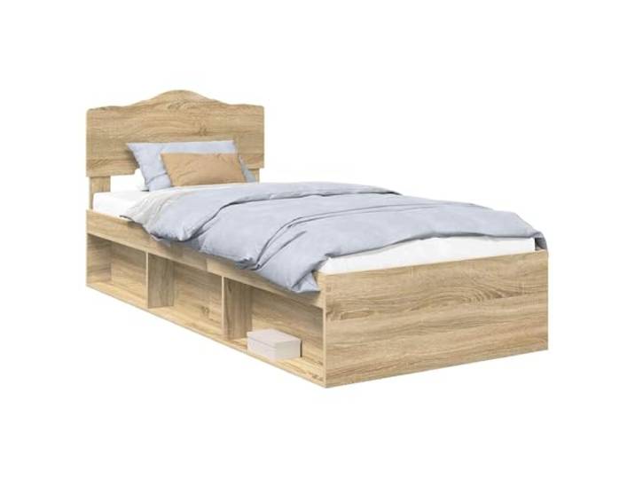 HMDNGOUT Modernes Bettgestell Sonoma-Eiche 75x190 cm mit Kopfteil aus massivem Kiefernholz