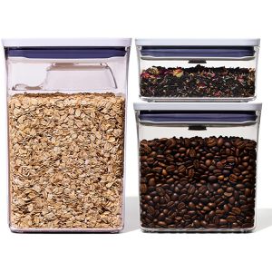 OXO Vorratsdose Good Grips Pop, aus Kunststoff, 0,6 - 2,6 Liter, transparent, luftdicht, Set, 3-teilig