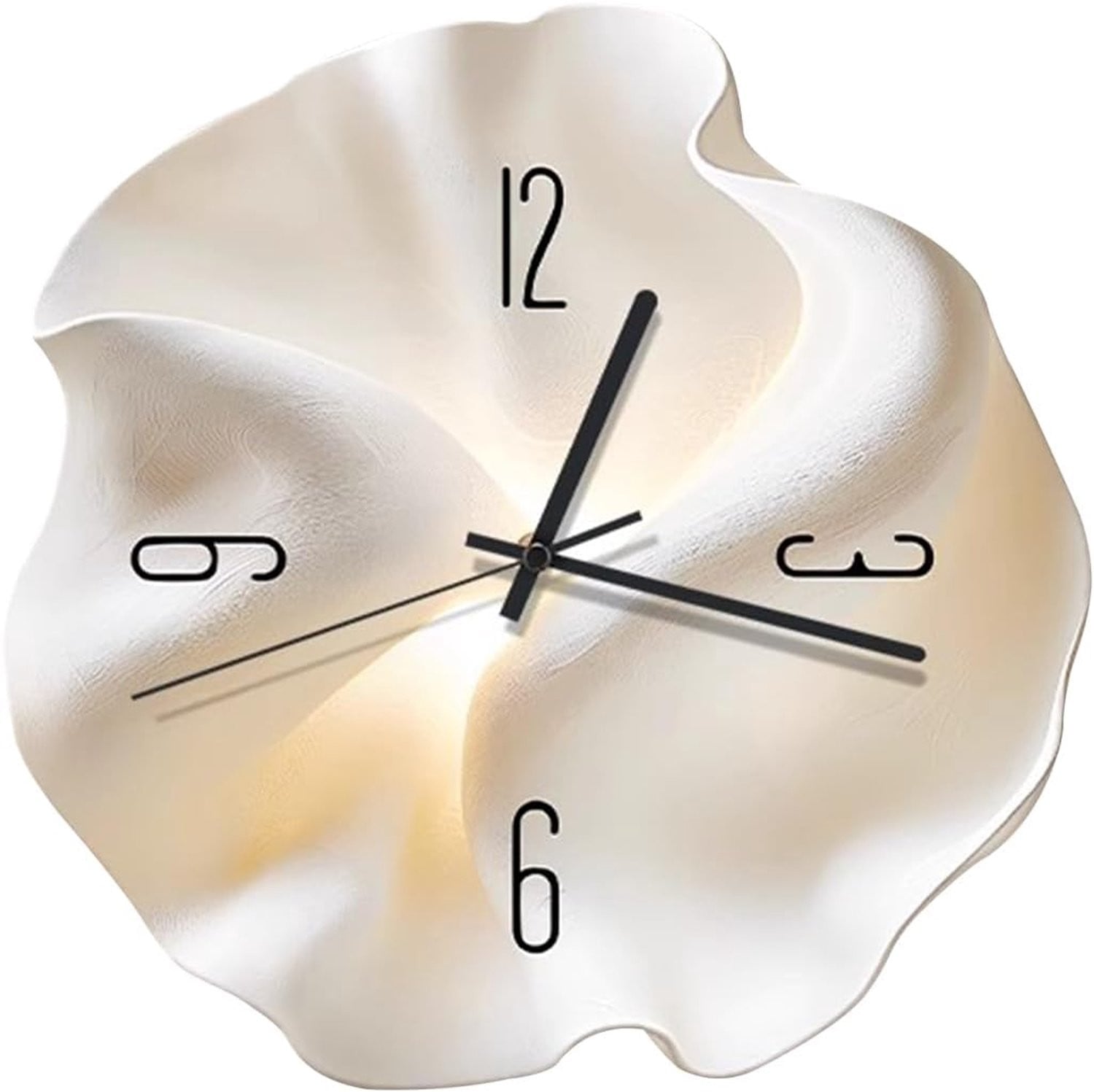 Stille Wandklok Art Deco Kristal Porselein met 3D Wijzerplaat, Diameter: 30 cm