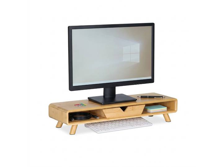 Monitorständer mit Schublade Hellbraun